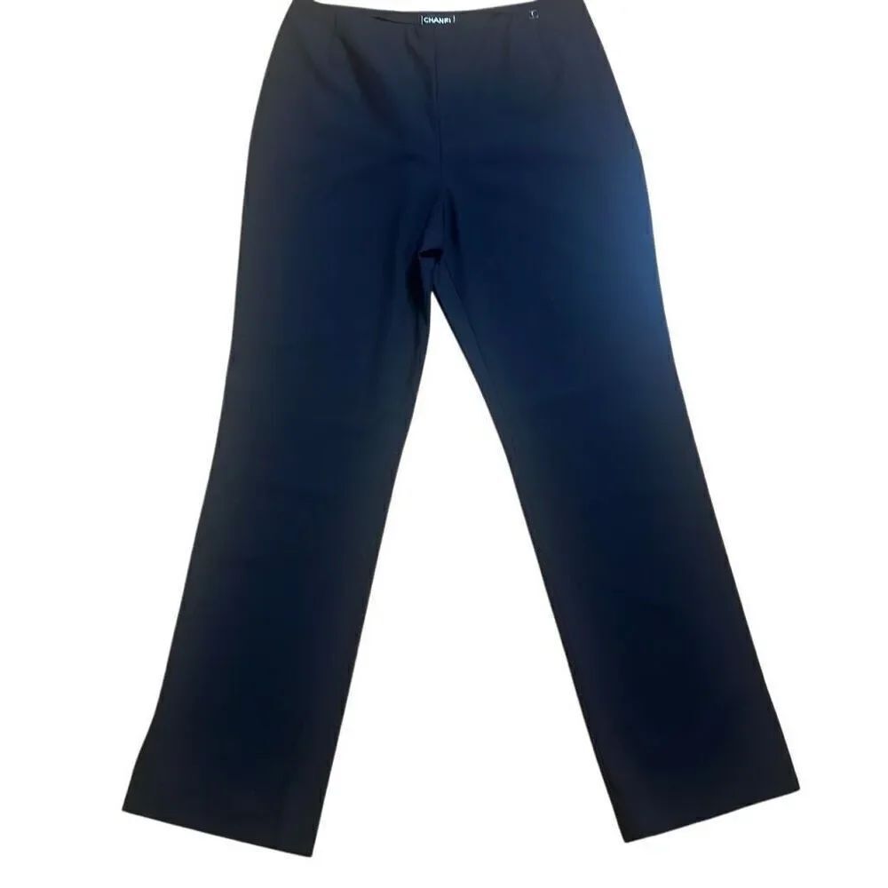 NWT Chanel Vintage Wool Black Straight Classic Pants 8 10